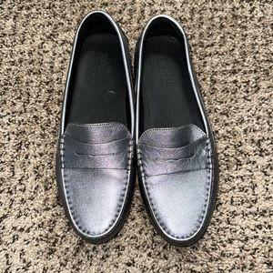 M. Gemi Metallic Silver Leather Driving Moccasin 40 Italy